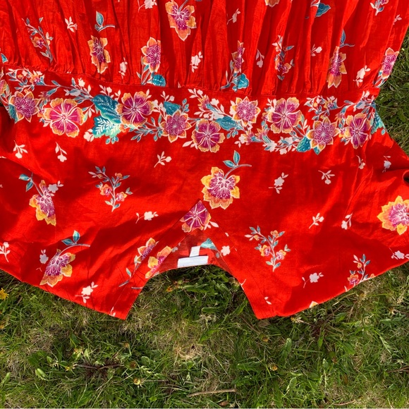 Vibrantly Colored 100% Cotton, Floral Summer MIDI Dress - Picture 10 of 11